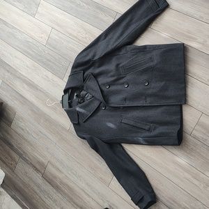 Liz Claiborne men's pea coat | Large | black / charcoal